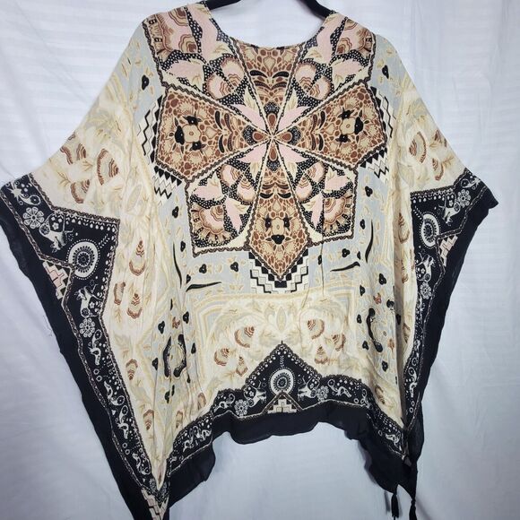Vince Camuto Tasseled Casual Kimono Beach Swim Cover Up Women One Sz Boho Print - Picture 8 of 11